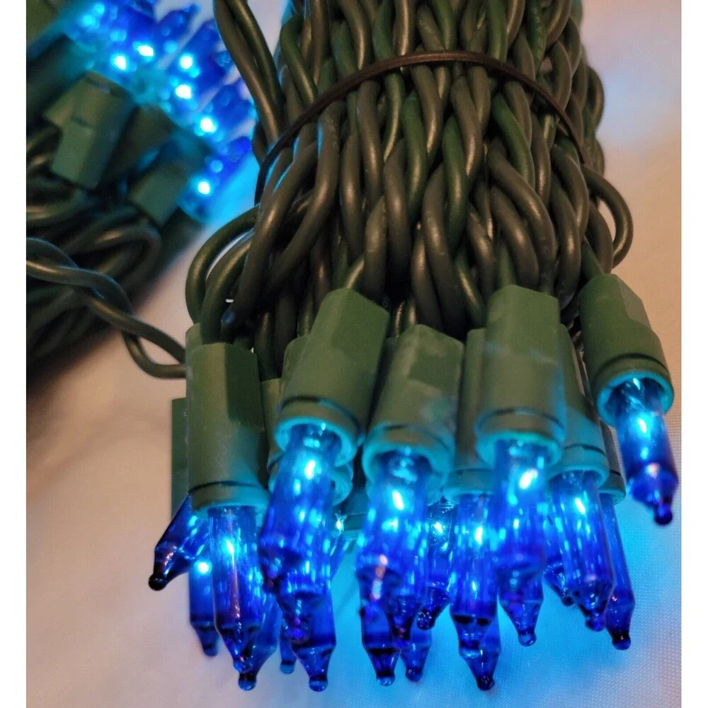 4 Box Holiday Time 100ct Mini Blue String Light 20ft Green Cord Christmas Easter